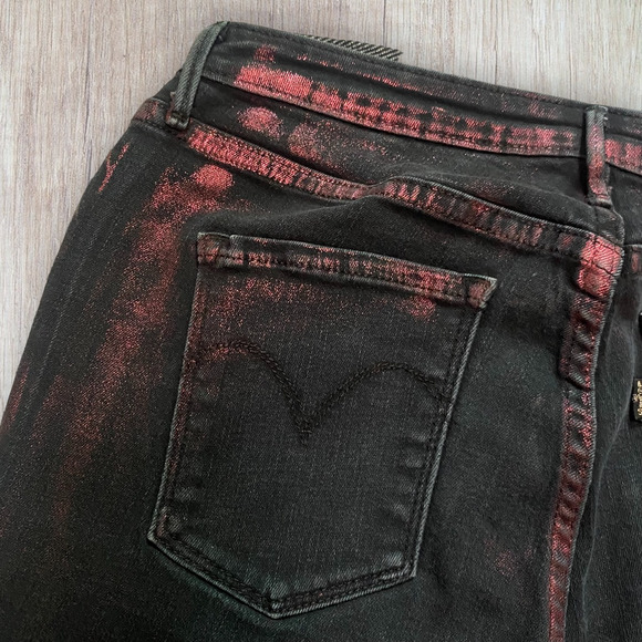 RARE Levi's Red Metallic Coated Skinny Legging Jeans - Picture 6 of 8